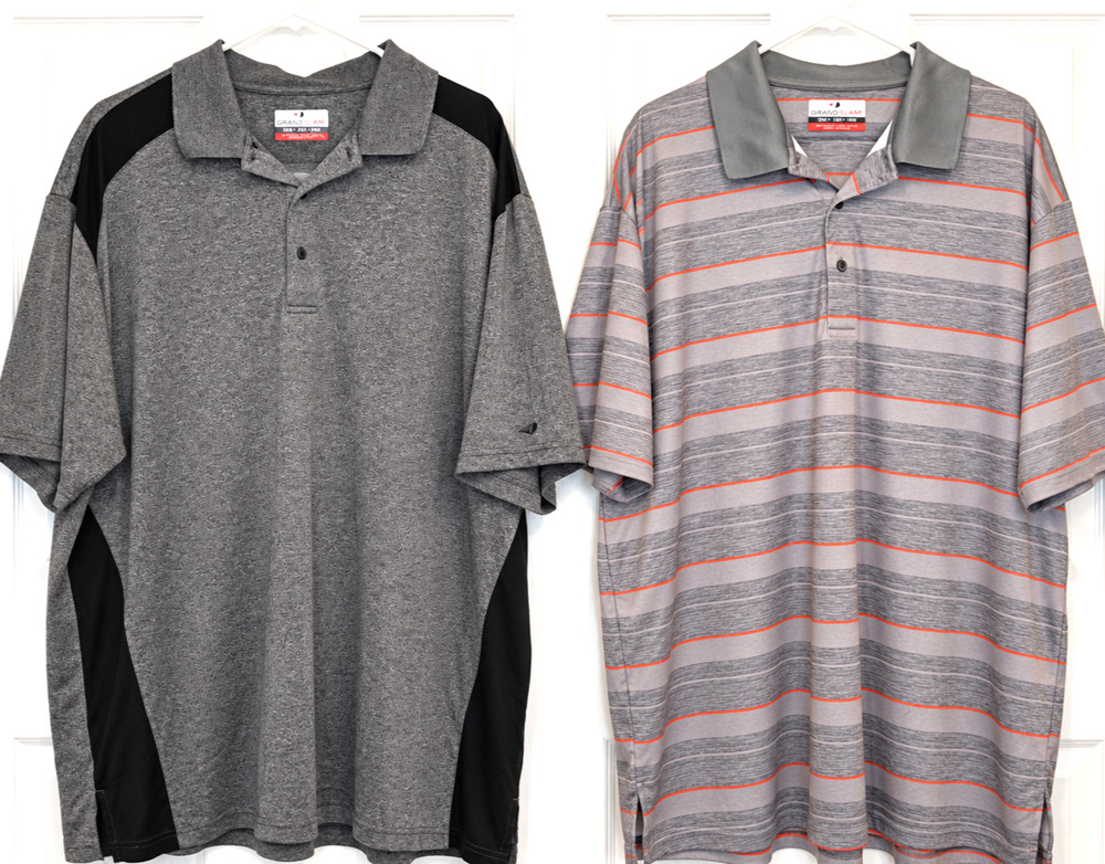 X2 Grand Slam Men's Golf Polo Shirts Lot of 2 Gray Black (3XLT) / Striped 3XB ~